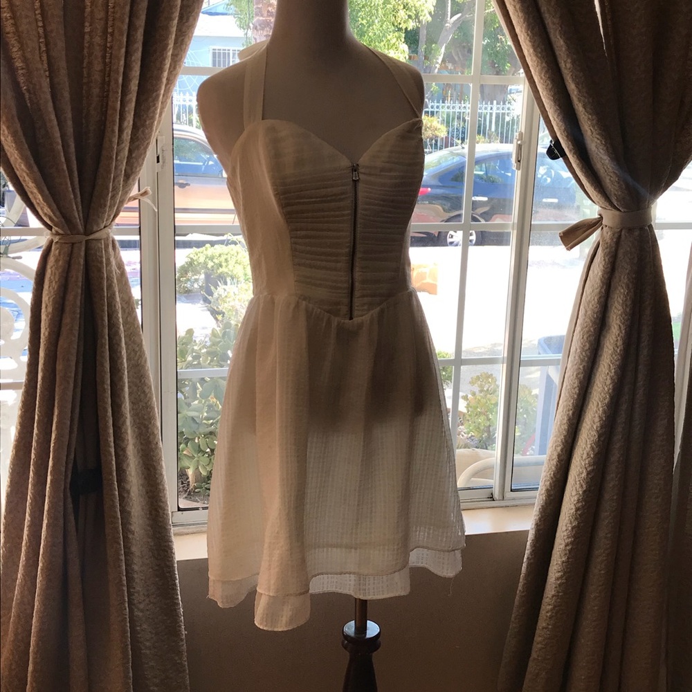 Guess white strapless dress.